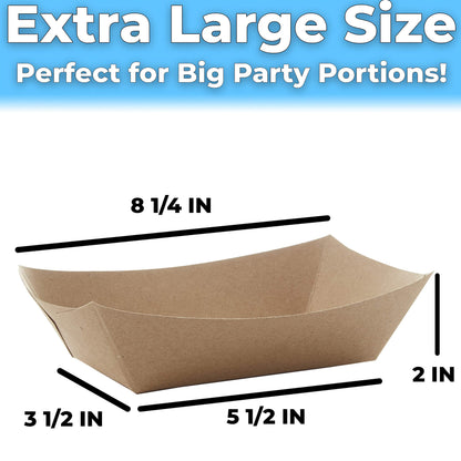 Avant Grub Eco Friendly USA-Made 3lb Food Holder Trays, 50-Pack. Compostable Kraft Paper Dishware Plates for Diners or Concession Stands. Sturdy Disposable 3lb Party Snack Boat. Ideal for Events!