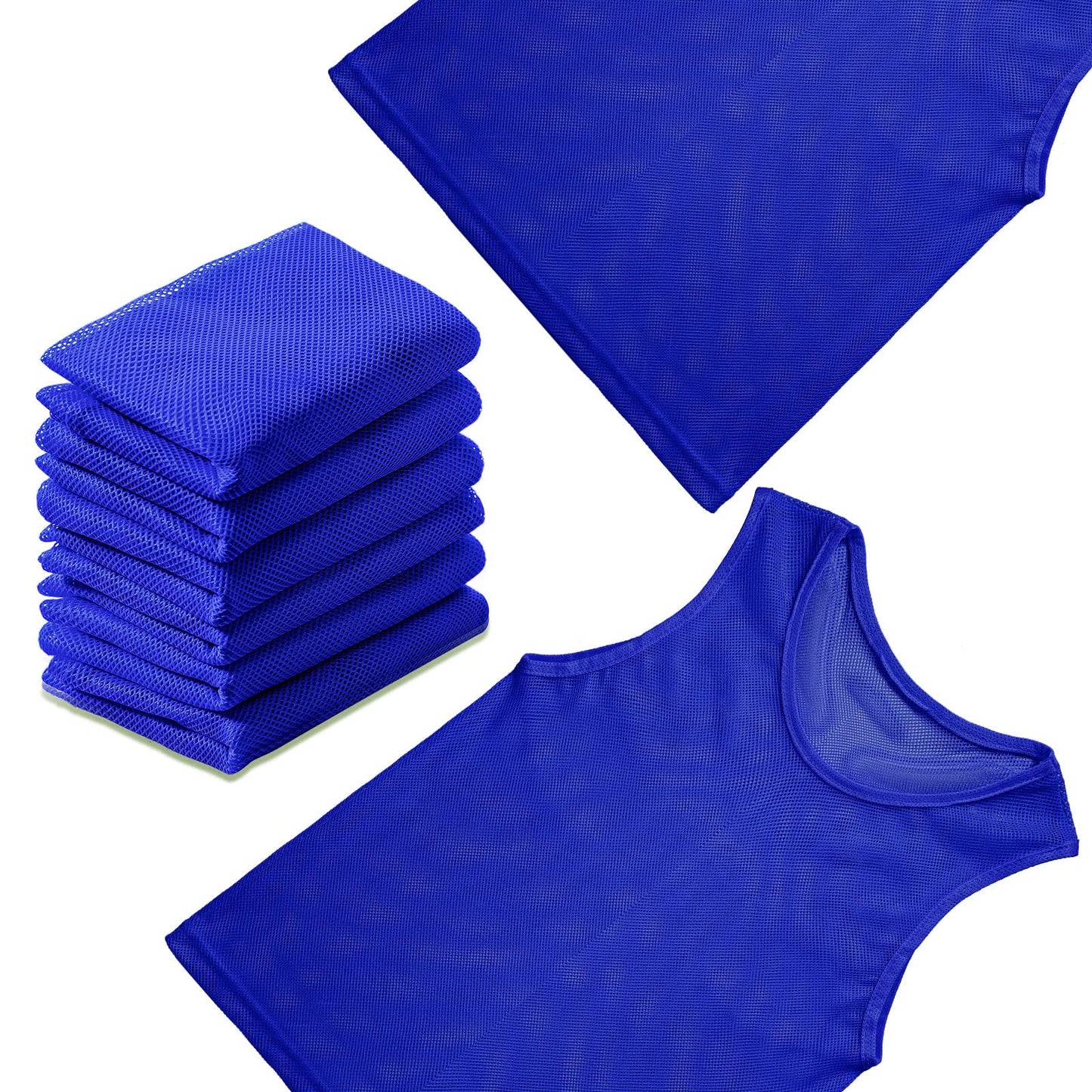 Sintege 12 Pcs Soccer Pinnies Pennies Jersey Scrimmage Vest Sports Practice Jersey Mesh Basketball Vest for Youth Adult Kids(Small,Dark Blue)