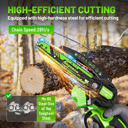 Mini Chainsaw Cordless 6 Inch, Electric Chain Saw with 3 Chains and 850W Motor, Small Battery Chainsaw with 1 Battery and Safety Lock, Light Weight Handheld Chain Saw for Wood Cutting Tree Trimming