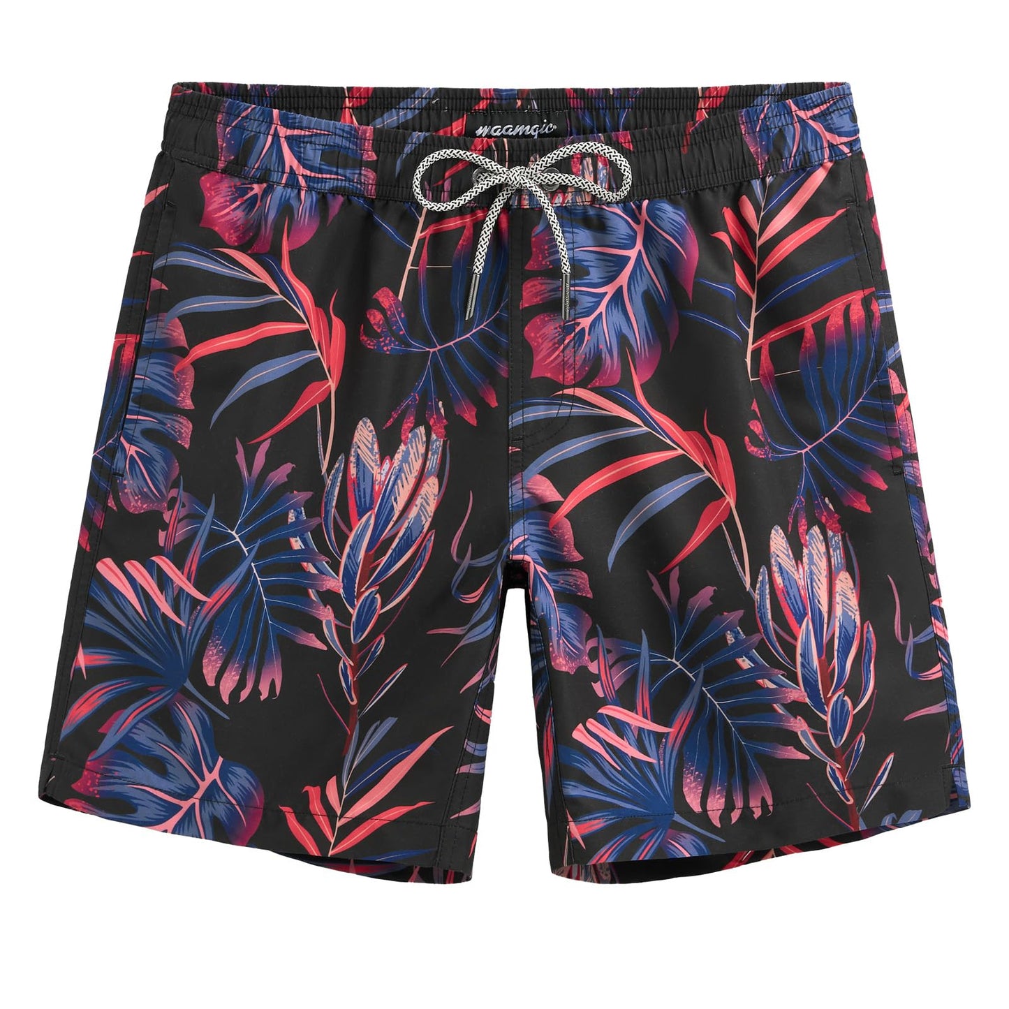 maamgic Mens Swim Trunks Quick Dry Swim Shorts with Mesh Lining Funny Swimwear Bathing Suits 7inch Red Leaves Large