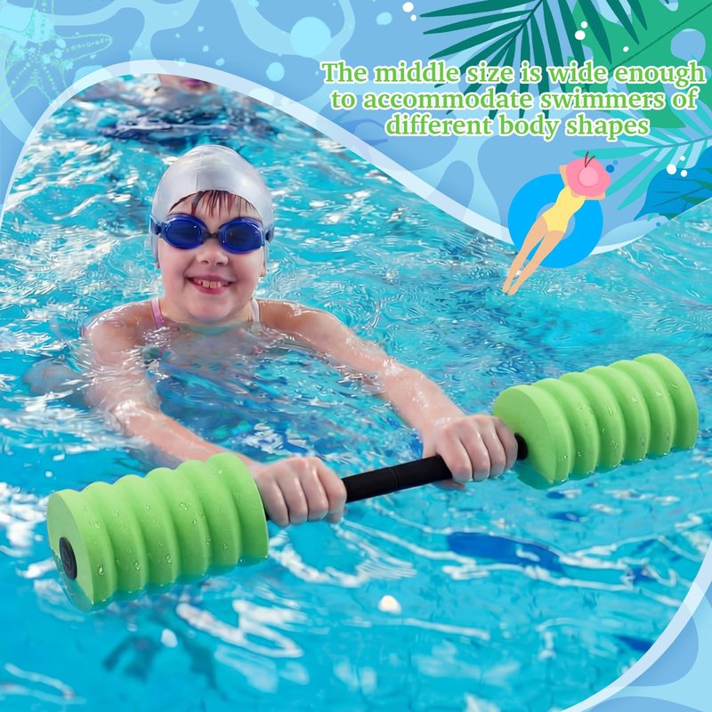 Soulchen Long Aquatic Exercise Dumbbells Foam Water Weights Dumbbell Aquatic Pool Barbells with High Density EVA Foam for Swim Water Aerobics Workouts Loss(Green,37.01 Inch)