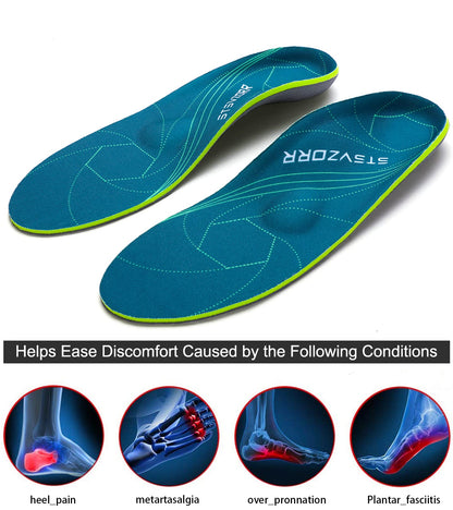 Plantar Fasciitis Arch Support Orthopedic Insoles Relieve Flat Feet Heel Pain Shock Absorption Comfortable Inserts(Size:UK-6,Length:9.87",Green)