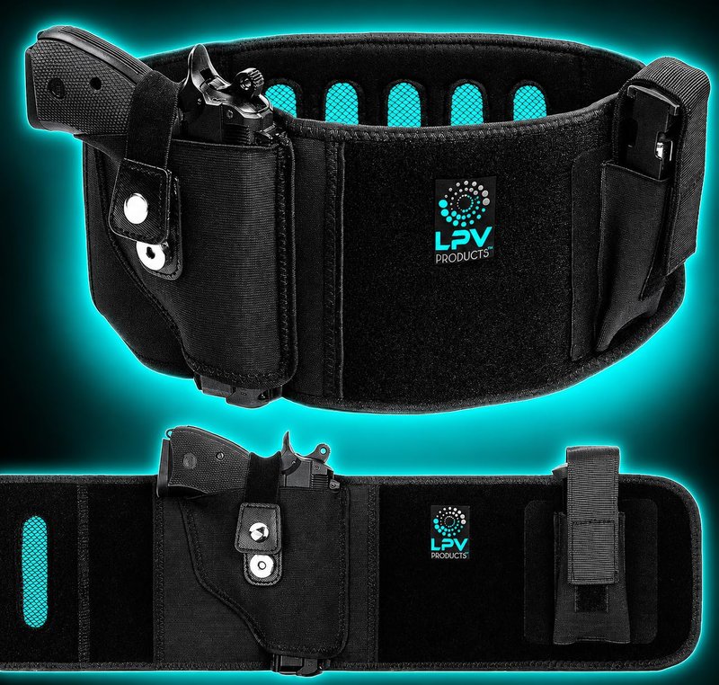 Premium Belly Band Holster for Deep Concealment, Magnetic Retention – Fits 99% of Handguns (Right, LITE Edition (one Spare mag Pouch), Regular (Belly from 28" to 44"))