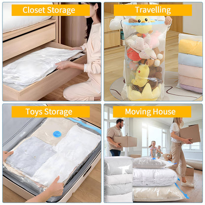 HOTBAG Large Vacuum Storage Bags with Electric Pump 10 Pack (5 Jumbo/5 Large) Vacuum Seal Bags for Clothing Compression Space Saver for Comforters,Blankets - Travel Essentials