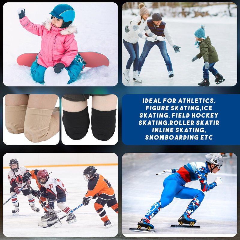 Shappy 2 Pair Figure Ice Skating Knee Pads Gel Dance Knee Pads Cushion and Support Breathable Material for Dancing Skating Women Girl Men(Small,Beige and Black)