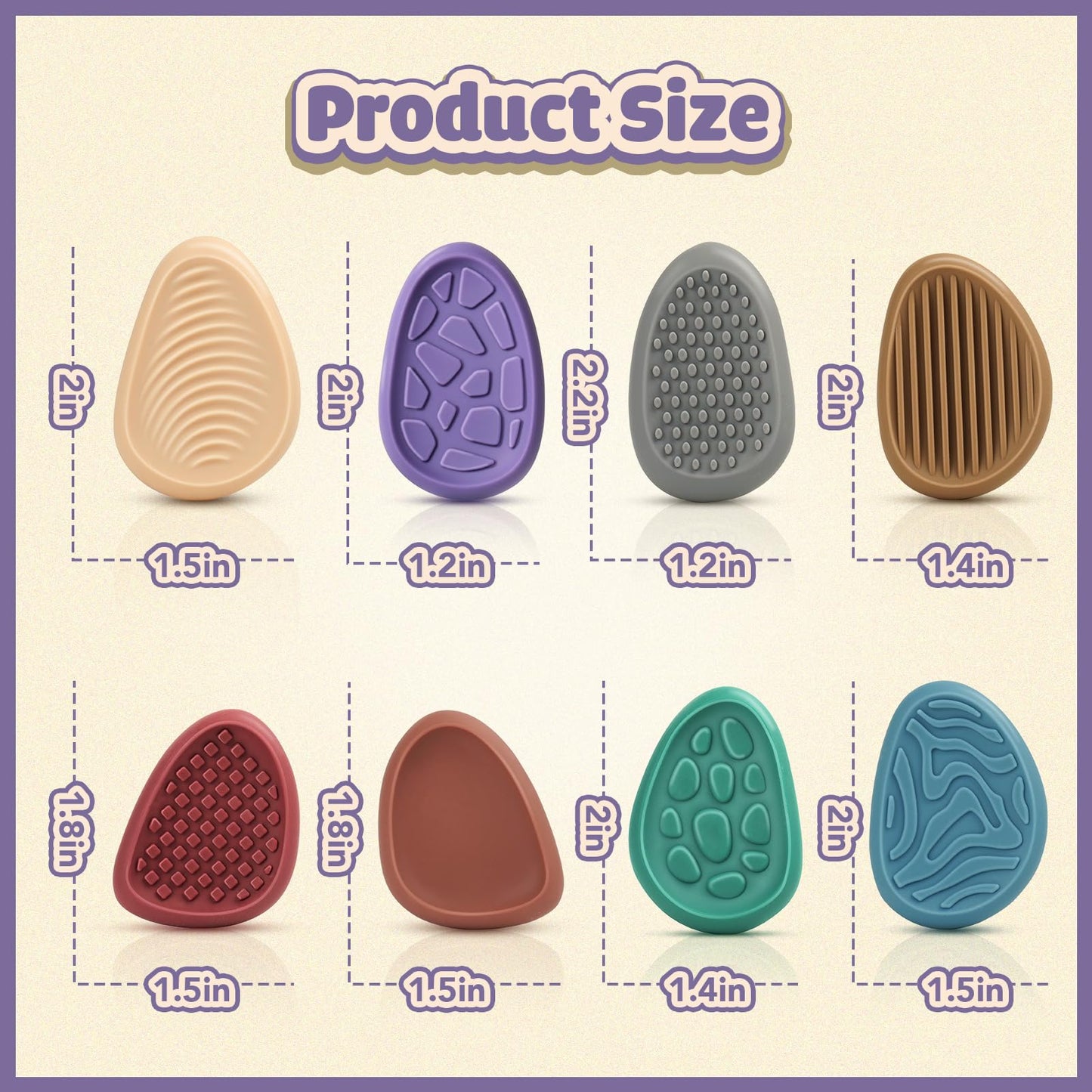 Fidget Toys Adults Sensory Stone: 8 Pack Texture Worry Stone for Kids Calming - Sensory Autism Toys for Anxiety Relief - Quiet Small Fidgets for Classroom Prizes