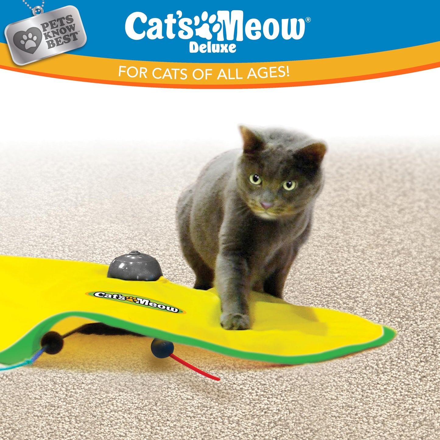 Cat's Meow Motorized Wand Cat Toy, Automatic 30 Minute Shut Off, 3 Speed Settings, The Toy Your Cat Can't Resist, Pets Know Best