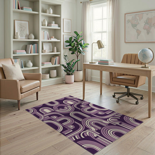 ODIKA 4'x6' Stylized Archway Forms Minimalist Contemporary Display Washable Area Rug for Playroom, Bedroom, Reading Nook, Pet Friendly & Kids Safe Play