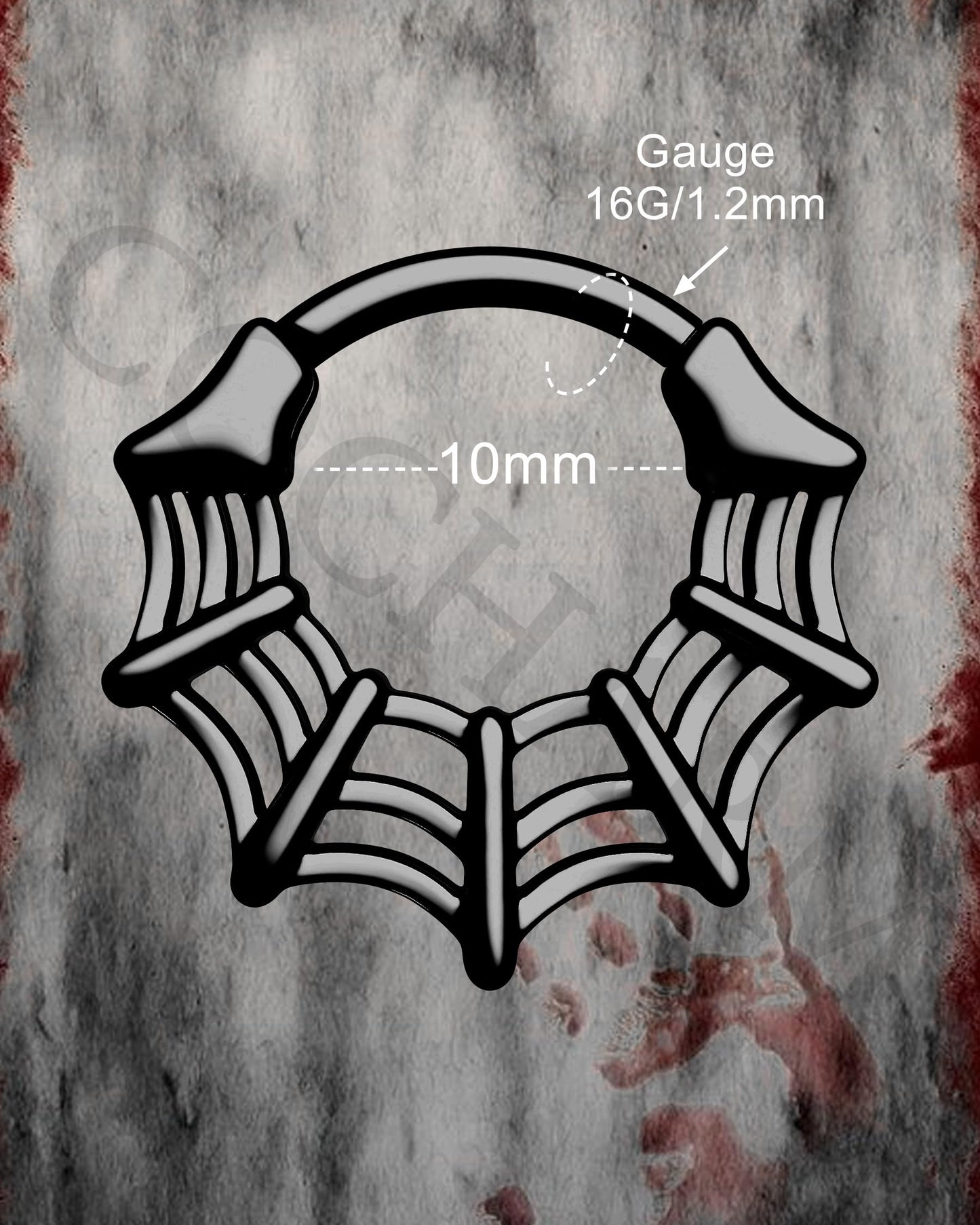 COCHARM Black Spider Web Septum Ring Halloween Septum Nose Rings 16G Helix Hoop Earring Black Daith Piercing Jewelry Stainless Steel