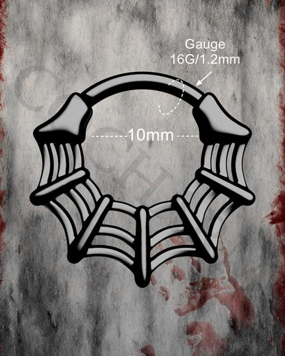 COCHARM Black Spider Web Septum Ring Halloween Septum Nose Rings 16G Helix Hoop Earring Black Daith Piercing Jewelry Stainless Steel