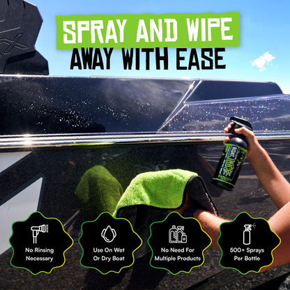 Boat Juice 2in1 Exterior Boat Cleaner & Protectant Spray | Water Spot Remover with SiO2 Ceramic Sealant | Pina Colada Scent | Marine Detailing & Boat Cleaning Supplies | Made in USA (32oz)