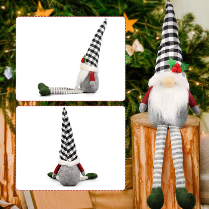 Teeker 3Pcs Christmas Gnomes Plush - Xmas Gnomes Santa Scandinavian Tomte Ornaments - Buffalo Check Plaid Christmas Doll - Xmas Decorations for Home, Office, Indoor for Women, Gnomes Lovers