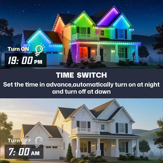 Permanent Outdoor Lights, 100ft Smart Eave Lights with 72 LED Lights, IP67 Waterproof, App Control, Outdoor String Lights, DIY RGB+IC Light for House Christmas Halloween Decorations, White