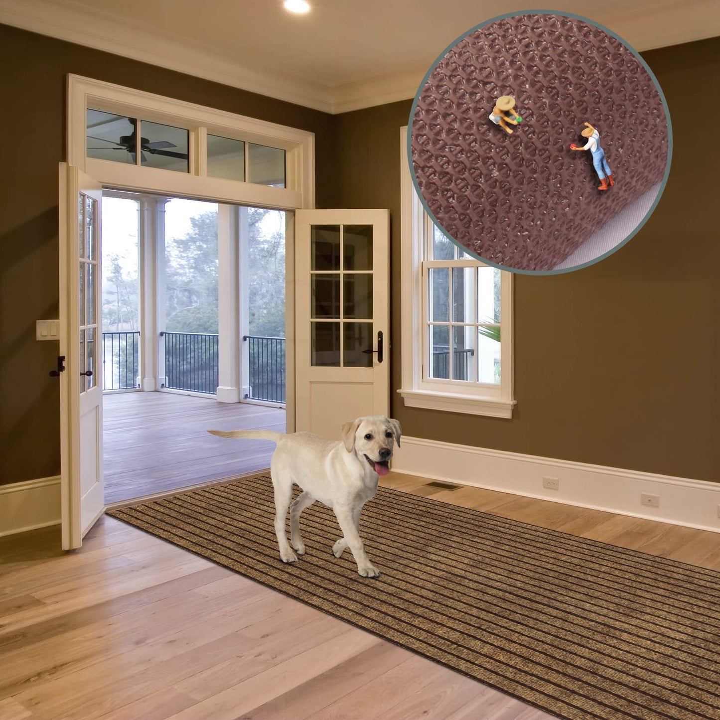 Custom Size Runner Rug 2 ft x 6 ft, 2-82ft Carpet Runners Hallway Entryway Kitchen Garage Laundry Room Area Rugs with Non-Slip Rubber Backing, Brown with Brown Stripe