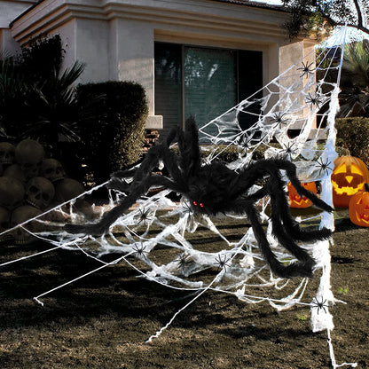 Halloween Decorations - 295" Halloween Spider Web Decorations Outdoor + 59" Giant Fake Spider with Triangular Huge Spiders Web - Scary Decor Clearance for Yard, Patio, Garden, Haunted House Décor