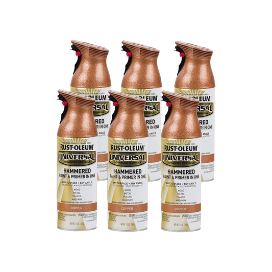 Rust-Oleum 247567-6PK Universal All Surface Hammered Spray Paint, 12 oz, Copper, 6 Pack