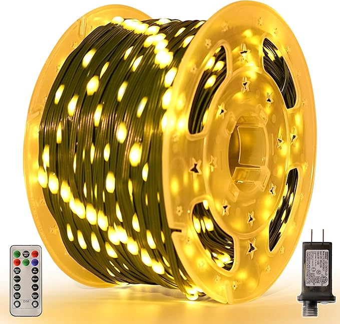 Christmas Lights 400 LED 131 FT, IP67 Waterproof Christmastree Lights with 8 Modes, Remote Control 3 Timers & Memory Function Xmas Decorations for House and Holiday (Warm White)