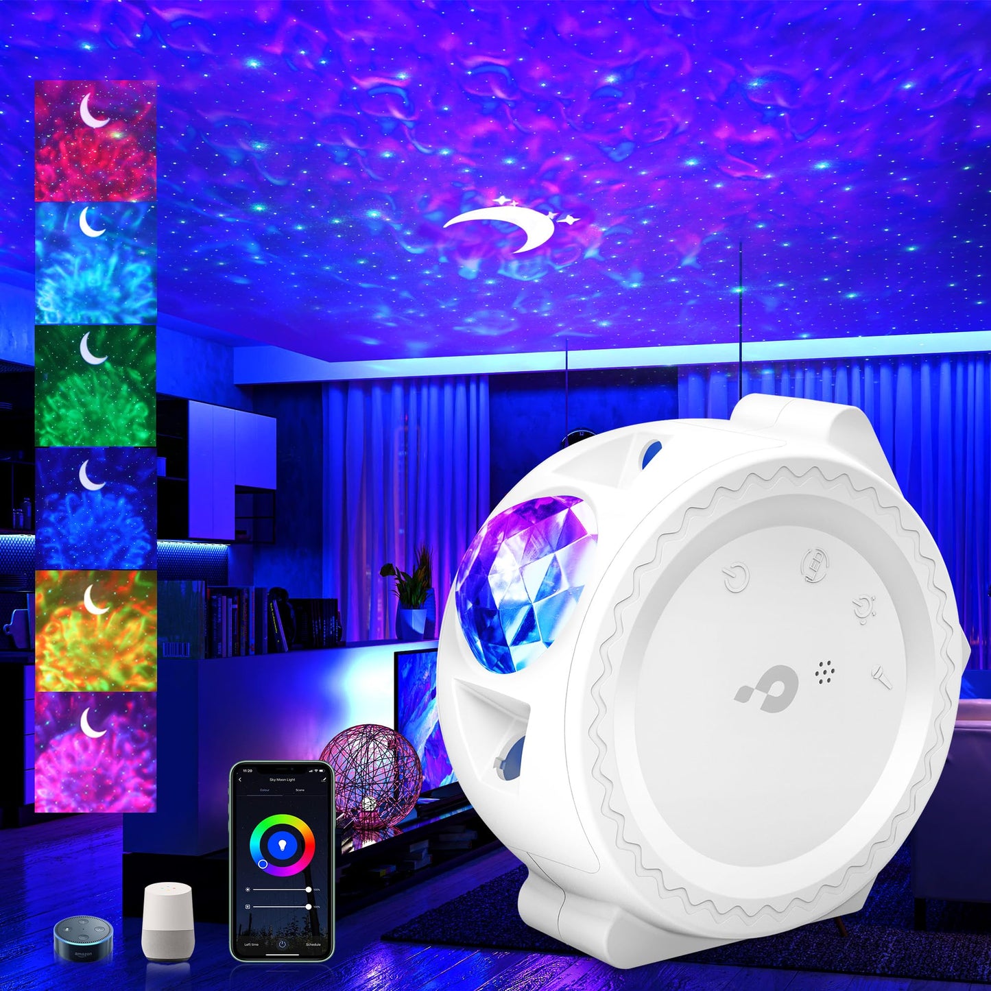 Galaxy Projector Night Light: 3 in 1 Star Lights Projector with Nebula Ocean Moon, Kids Adults 3D Starlight Sensory Lights with Voice/Timer Control,Compatible Alexa Google Assistant,for Bedroom Gifts