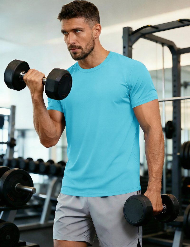 Mens Sun Shirts UPF 50+ Short Sleeve T-Shirt Fishing Shirts Quick Dry Moisture Wicking Performance Shirts Rash Guards Beach Shirts Ice Blue