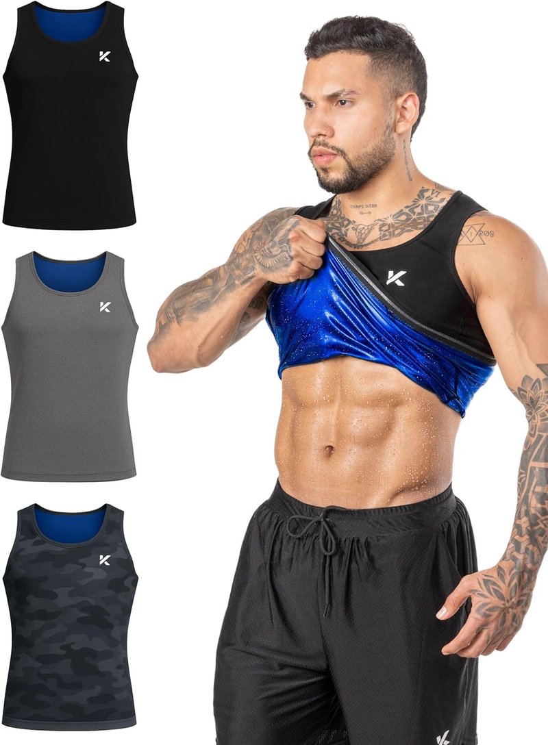 Kewlioo Men's Sauna Suit Pullover - Heat Trapping Compression Vest for Gym Workouts | Shapewear Top
