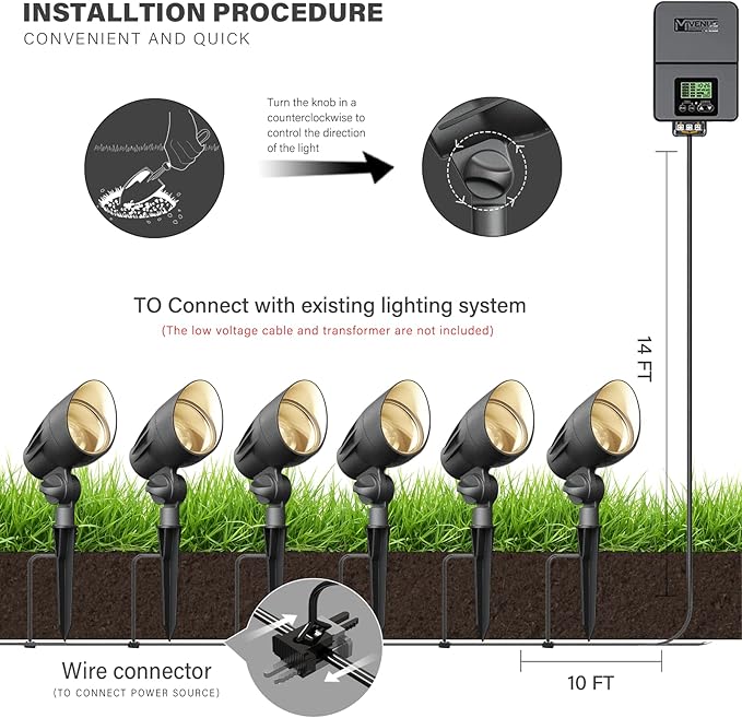 VENUS MANUFACTURING 16 Pack Low Voltage Landscape Flood Light 5 Watt LED Outdoor Landscape Lighting Kits 400 Lumen Black Waterproof Spotlights 12V 2700K Warm White Metal Tree Lights for Garden & Yard