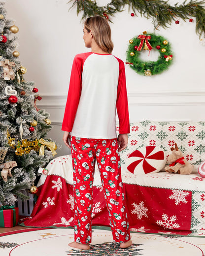 MyFav Christmas Pajamas for Matching Family Xmas Sleepwear Adult Jammies Holiday PJS for Women Red,Small