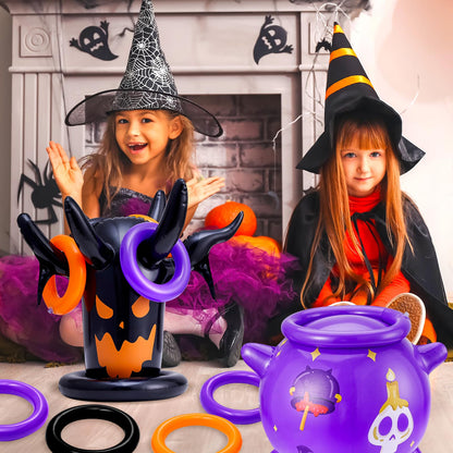 Halloween Ring Toss Game Inflatable Spooky Tree Witch Toss Game for Kids Halloween Party Favors Supplies Indoors Outdoors Great Holiday Party toss Game Indoor and Outdoor Game