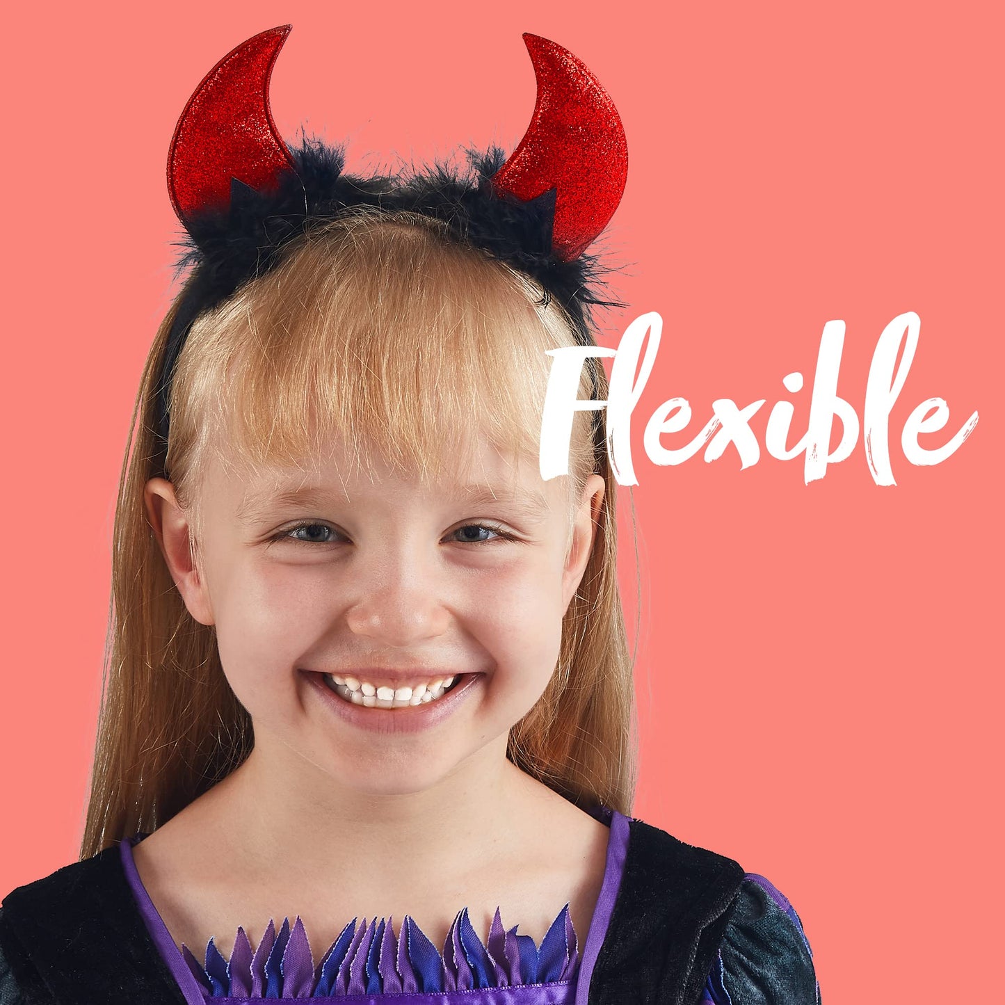 Spooktacular Creations Halloween Devil Horns Headband, Red Demon Headwear Costume Accessories for Kids Girls Women Halloween Party Favors, Cosplay Costume