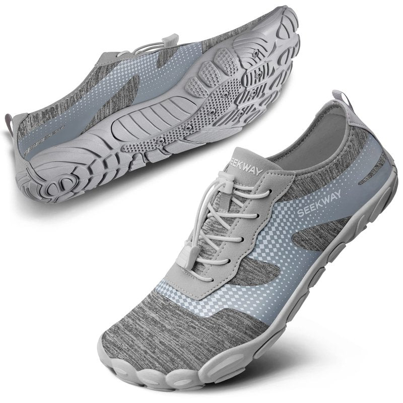 SEEKWAY Water Shoes Quick-Dry Barefoot Sports Aqua Beach Pool Swimming River Lake Hiking Kayaking Surfing Men Women AB056 Gray White SP001