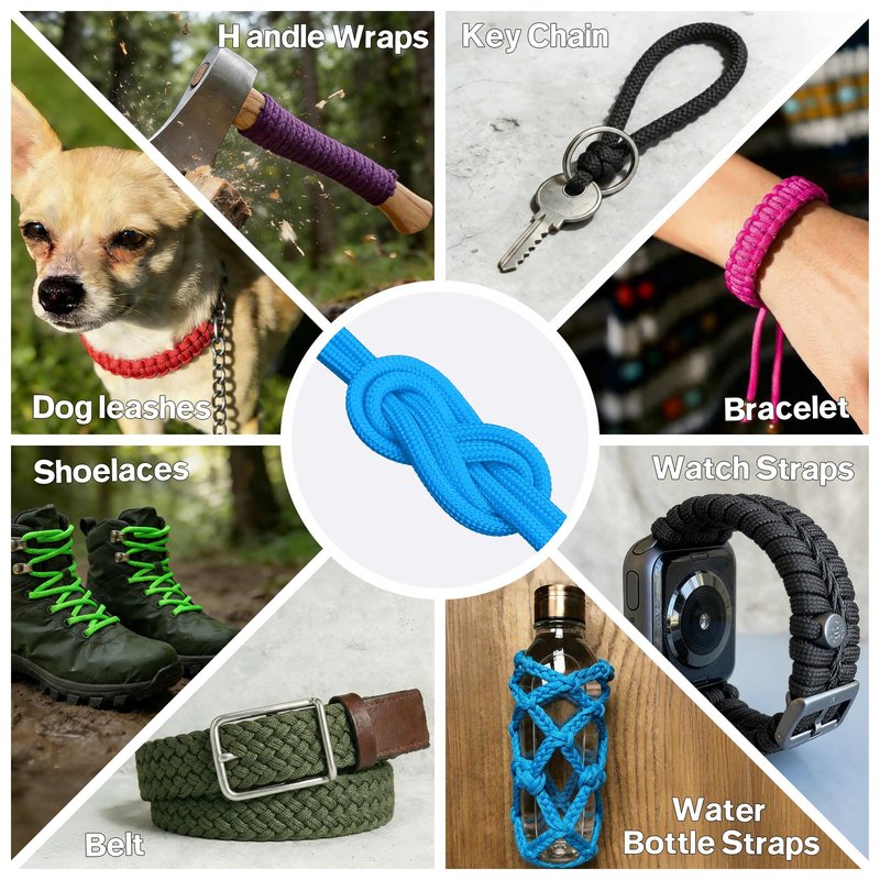 HOKINETY Paracord Rope 750 - Parachute para Cord 4mm 11 Strand Spool Rope Utility Nylon String for Outdoor Camping Survival Utility Tent Crafting DIY Projects - Blue 100ft