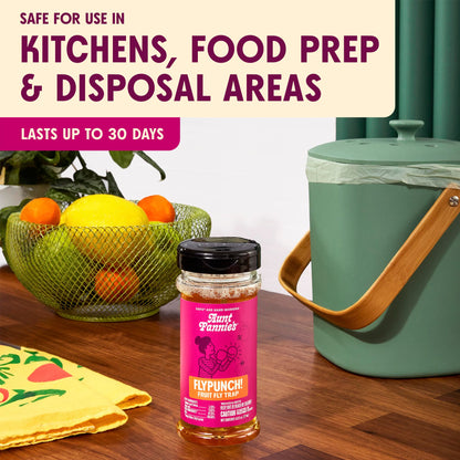 Aunt Fannie's FlyPunch Fruit Fly Trap for Indoor and Kitchen Use, Ready to Use, Made with Plant Based Ingredients, Safe Near Food, Each Bottle Lasts Up to 30 Days, Pack of 2