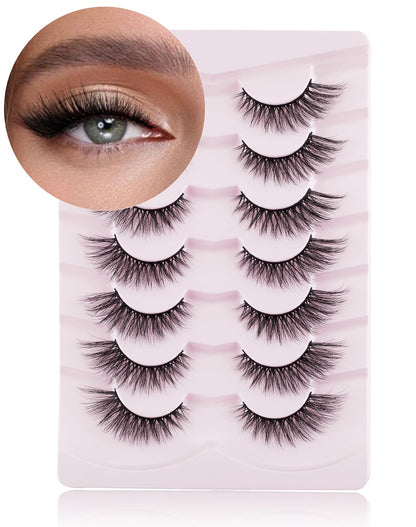 Onlyall Cat Eye Lashes Mink Lashes Fluffy Eyelashes Cat Eye False Lashes Fox Eye Lashes 7 Pairs F02