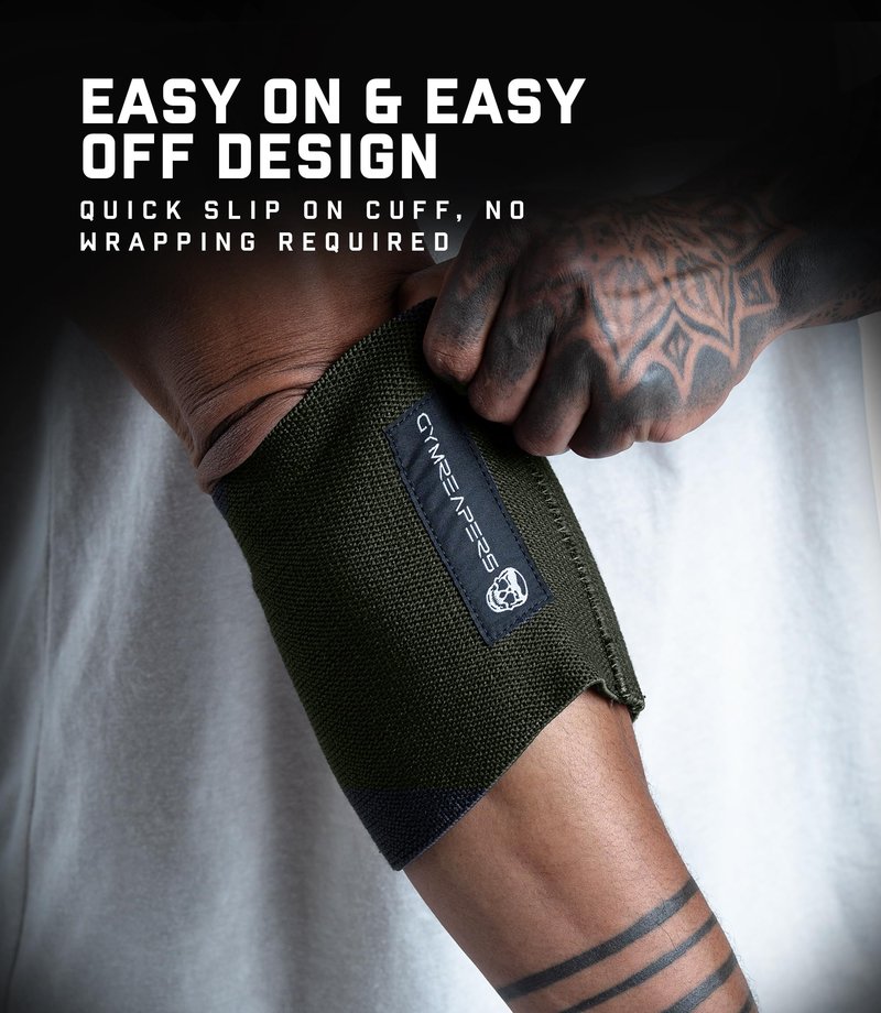Gymreapers Elbow Compression Cuff for Weightlifting, Powerlifting – Support & Relief for Tendonitis, Stability, Tennis Elbow, Strength Training & Injury Recovery (Green, 13")