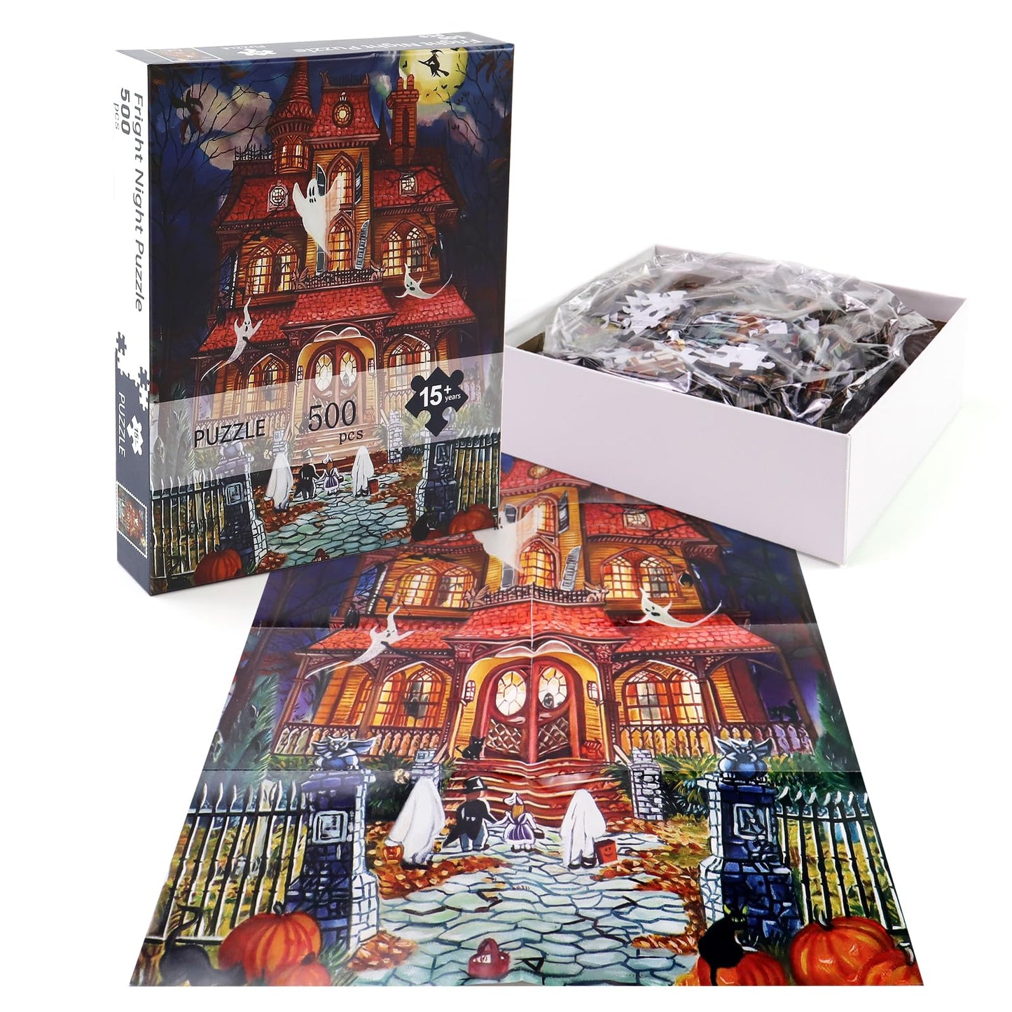 500 Piece Puzzles for Adults, Halloween Fright Night 500 Pieces Jigsaw Puzzles for Adults, Halloween Decoration for Family Party Holiday