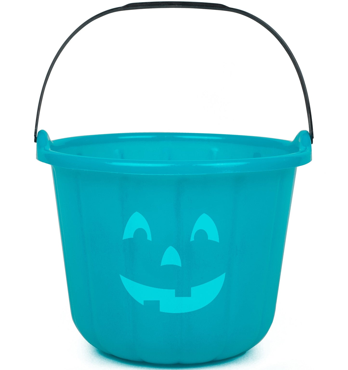 Teal Pumpkin Halloween Trick or Treat Bucket 8.5 in (1 Pack)-Official Teal Pumpkin Project Allergy-Friendly Candy Pail Accessory and Party Decoration Supplies, Haunted House Plastic Bowl w Handle
