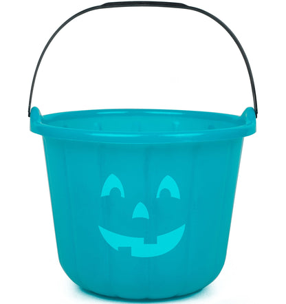 Teal Pumpkin Halloween Trick or Treat Bucket 8.5 in (1 Pack)-Official Teal Pumpkin Project Allergy-Friendly Candy Pail Accessory and Party Decoration Supplies, Haunted House Plastic Bowl w Handle