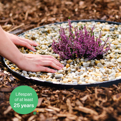 Flexible Lawn Edging 12 m - Invisible Plastic Garden Edge with 50 Securing Pegs - Easy to Use, Weather Resistant - Grass, Flowerbed & Path Border Edging, Height 55 mm, Black