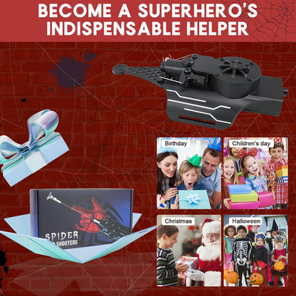 AJJKKA Spider Web Shooters Real,Spider Silk Launcher Wrist Toy for Kids, 8 FT Realistic Web Launcher String, Cool Gadgets String Gloves Shooters Toy for Superhero Role-Play (Black)