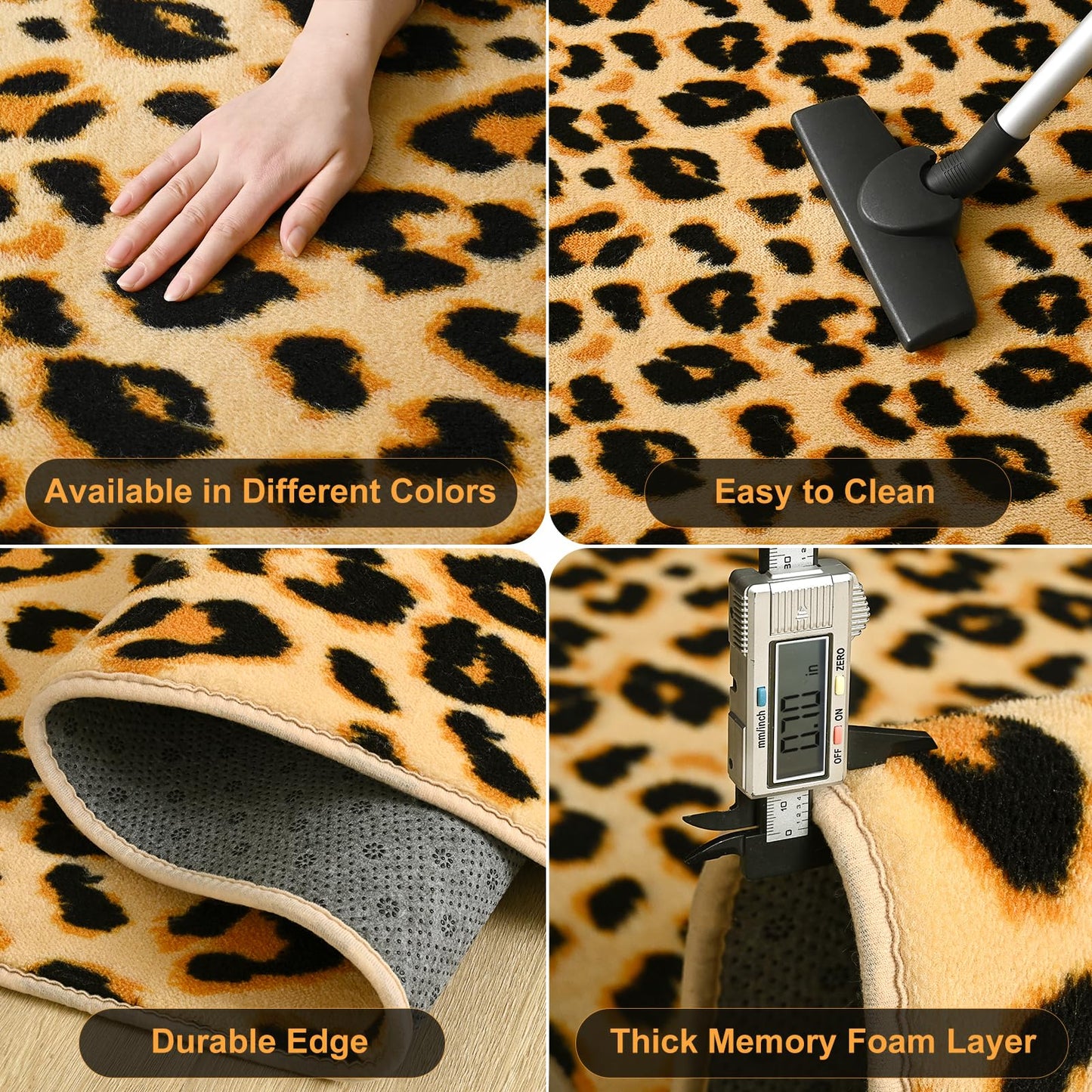 Amearea Soft Leopard Rugs for Bedroom Living Room, 4x6 Modern Cheetah Print Thickened Memory Foam Rug, Fluffy Indoor Washable Animal Rug Carpet for Kids Boys Girls Dorm Nursery Room Home Decor, Khaki