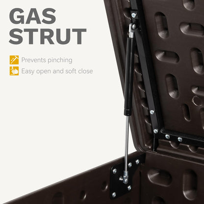 DWVO 150 Gallon Double-Wall Deck Box, XL Large Resin Outdoor Storage Box, Lockable & Waterproof, Double as Seating, 1000lbs Capacity (Brown)