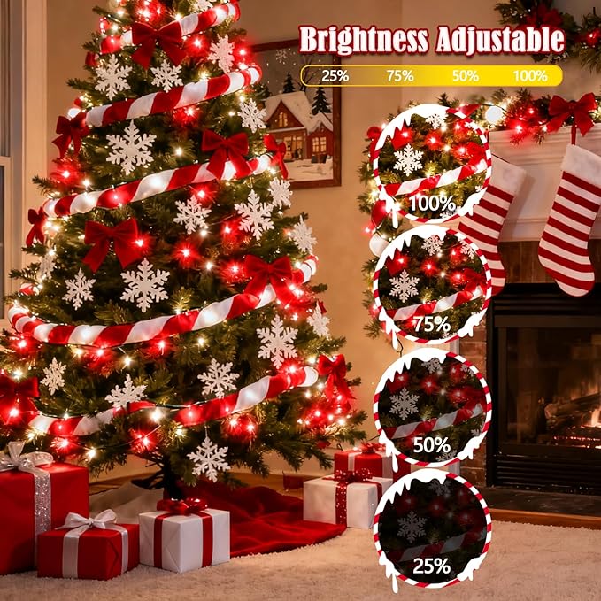 BHCLIGHT 240LED Christmas Voice Control String Lights Red & White