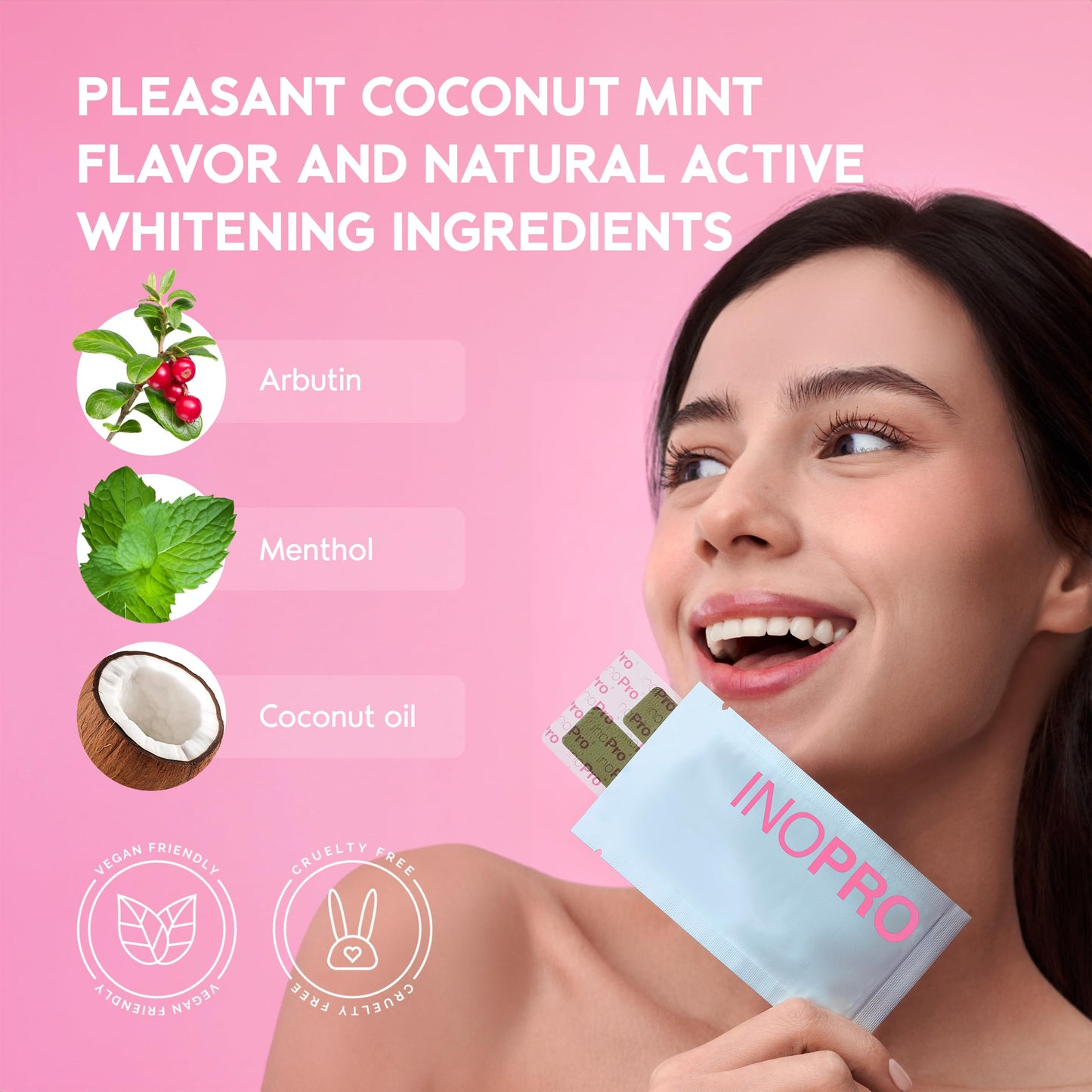 InoPro Teeth Whitening Strips 14 Treatments Kit - Teeth Whitener, Peroxide Free, Enamel Safe Green Whitestrips, Deep Stains Removal - Instant Teeth Whitening Without The Harm (28 Strips)