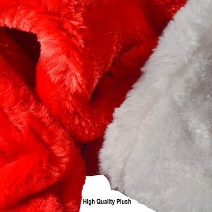 JOYIN 4 PCS Christmas Santa Hats Plush Red Velvet Christmas Hats for Holiday Party Presents Supplies XMAS for Adults and Kids