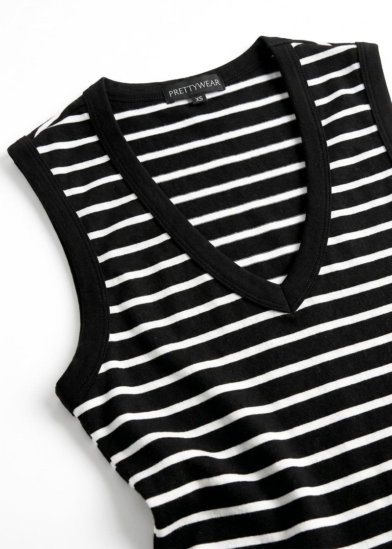 Prettywear Striped Deep V Neck Tank Tops for Women 2026 Summer Fashion Clothes Sexy Casual Ribbed Fitted Sleeveless Going Out Tops