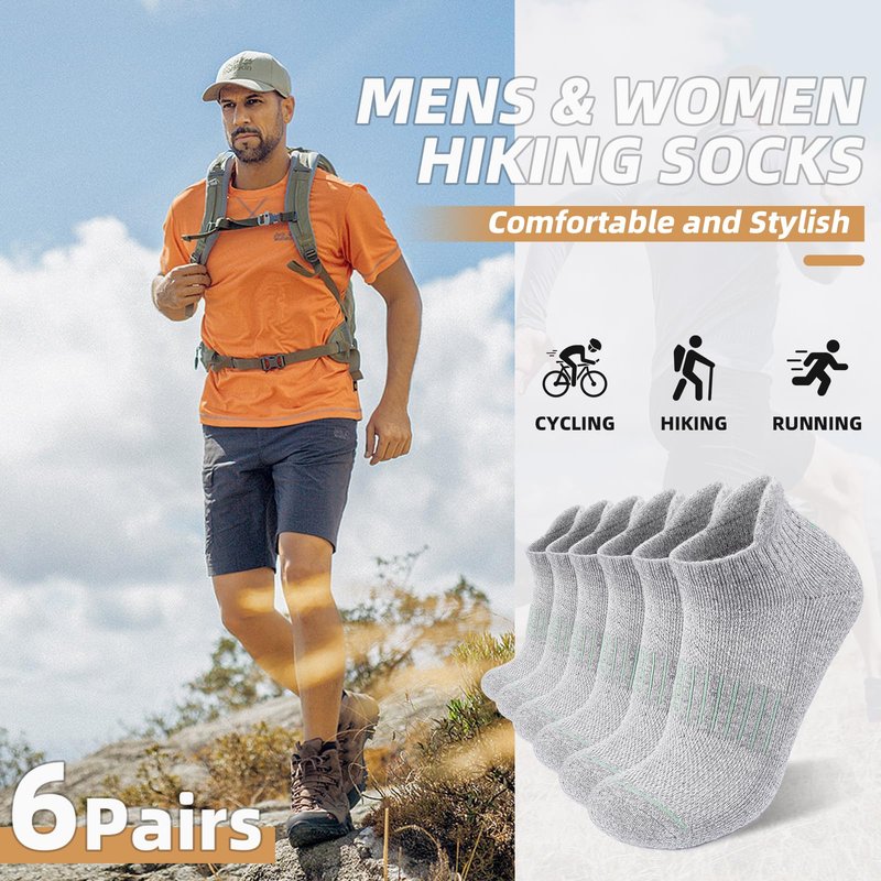 Lapulas Merino Wool Ankle Hiking Running Socks for Men Women Breathable Compression Thick Athletic No Show Socks 6 Pairs