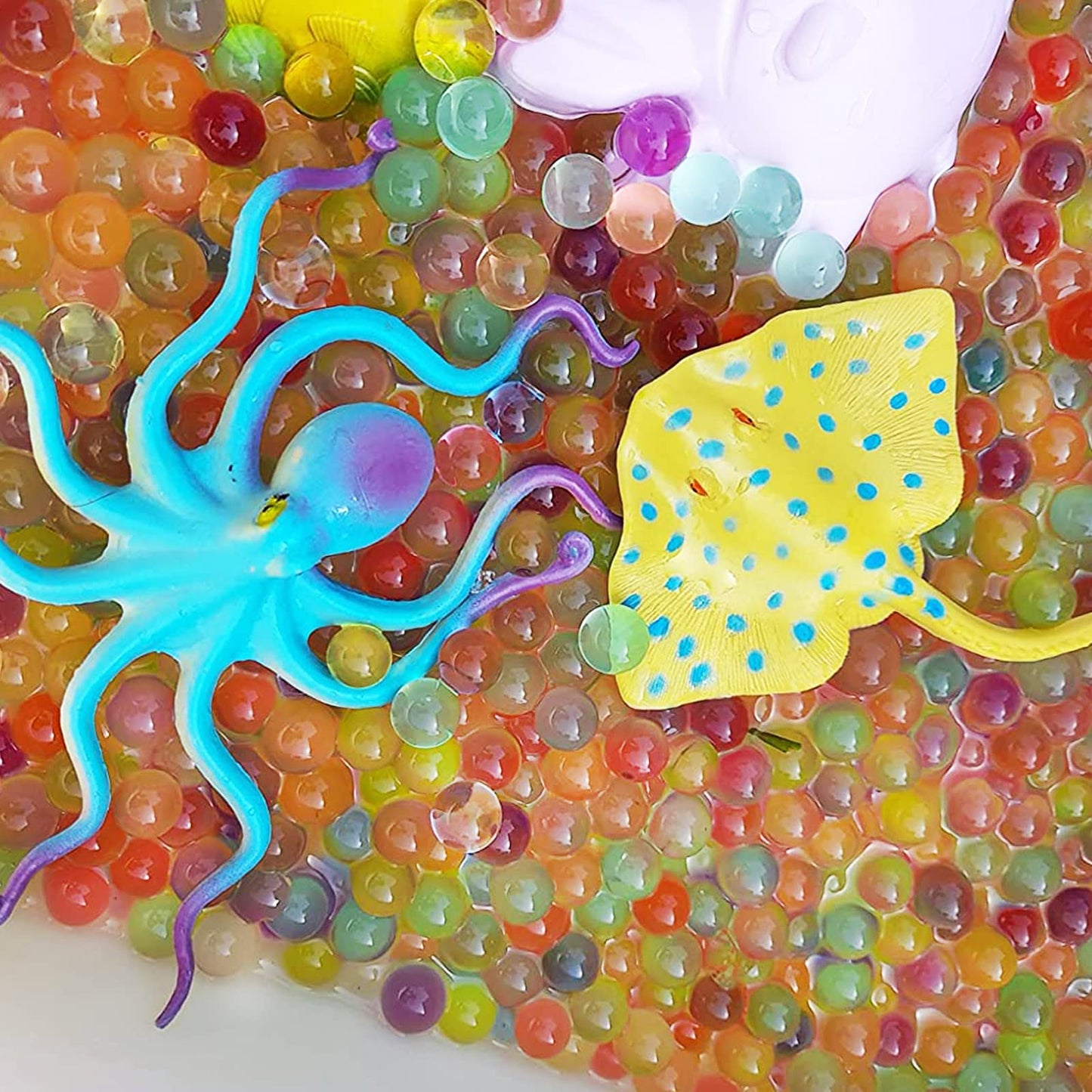 Nabance Large Sea Animal Figures Toys 18PCS Plastic Sea Creatures for Bath Ocean Animals Figures Learning Colour Toy Educational for Child Kids Toddler Gift