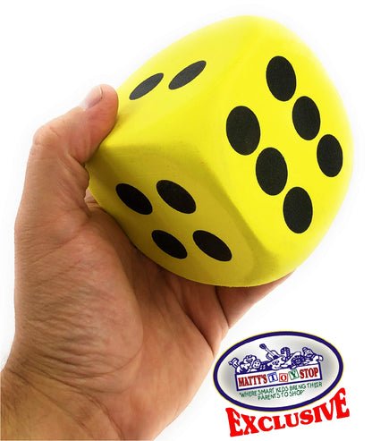 Deluxe Giant 3.15" EVA Foam Dice (Pack of 6) with Bonus Matty's Toy Stop Storage Bag
