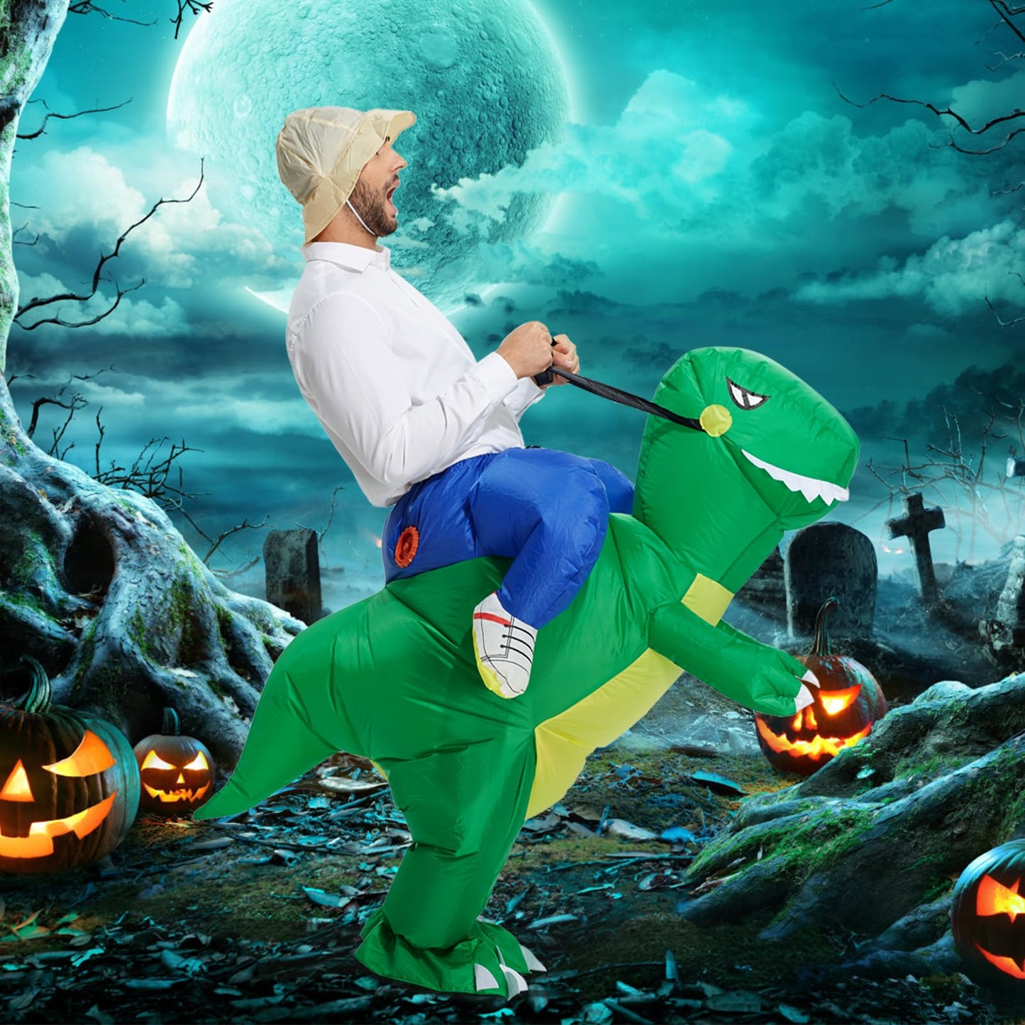 TOLOCO Inflatable Costume Adult, Halloween Costumes for Men, Dinosaur Adults, Blow up T REX