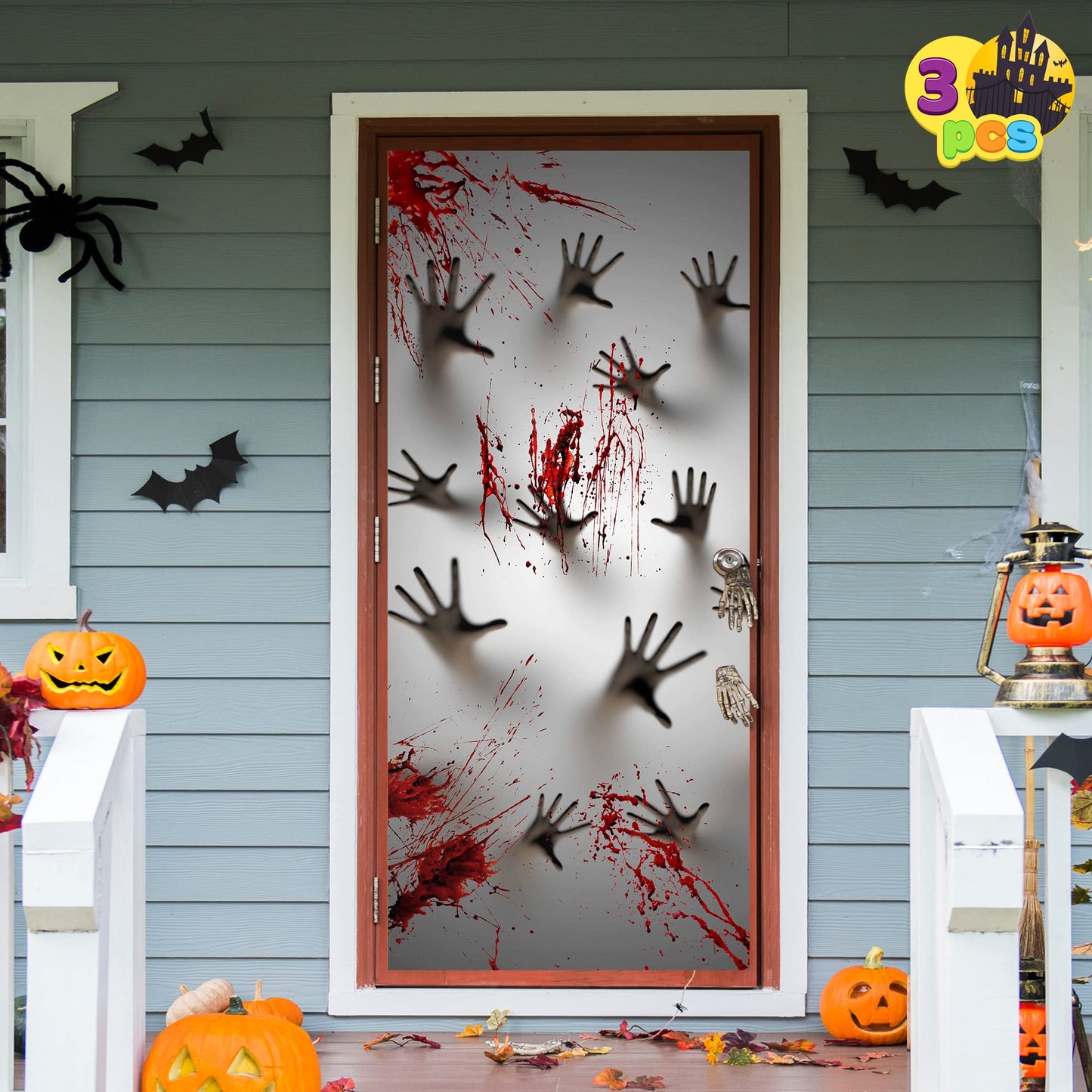JOYIN 3 Pcs 30”x72” Door Covers Halloween Decorations Indoor, Haunted House Stickers Party Supplies Favors Home Decor Garage Window Wall Zombie Hands