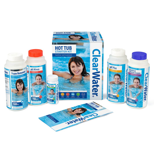 Clearwater Hot Tub Chemical Starter Kit, Includes Chlorine Granules and Dip Test Strips